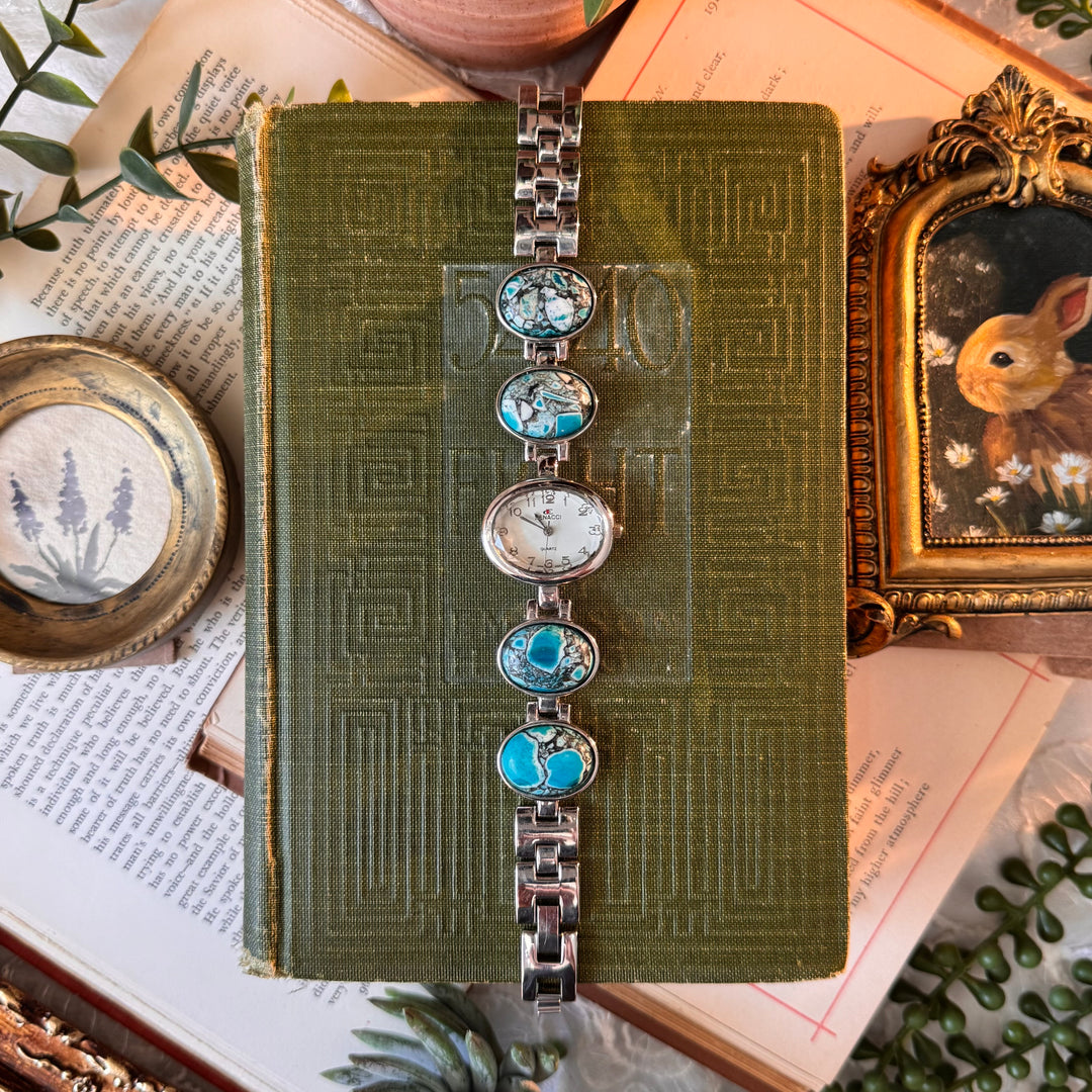 Silver Watch with Faux Stones