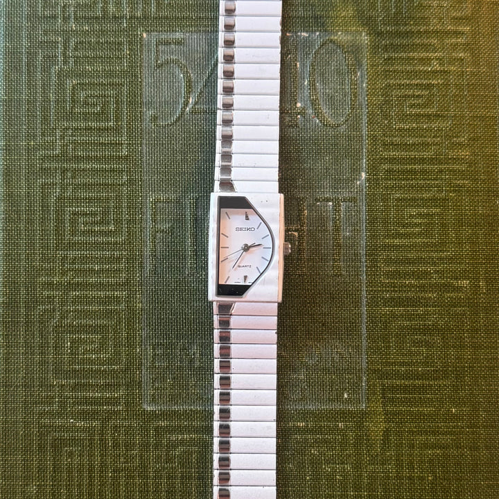 Silver Half Moon Seiko Watch