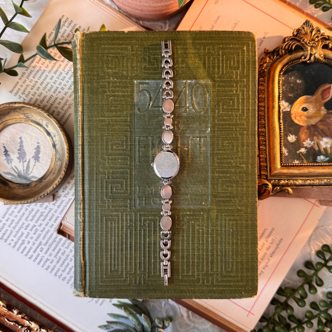 Silver Watch with Pink Faux Stones