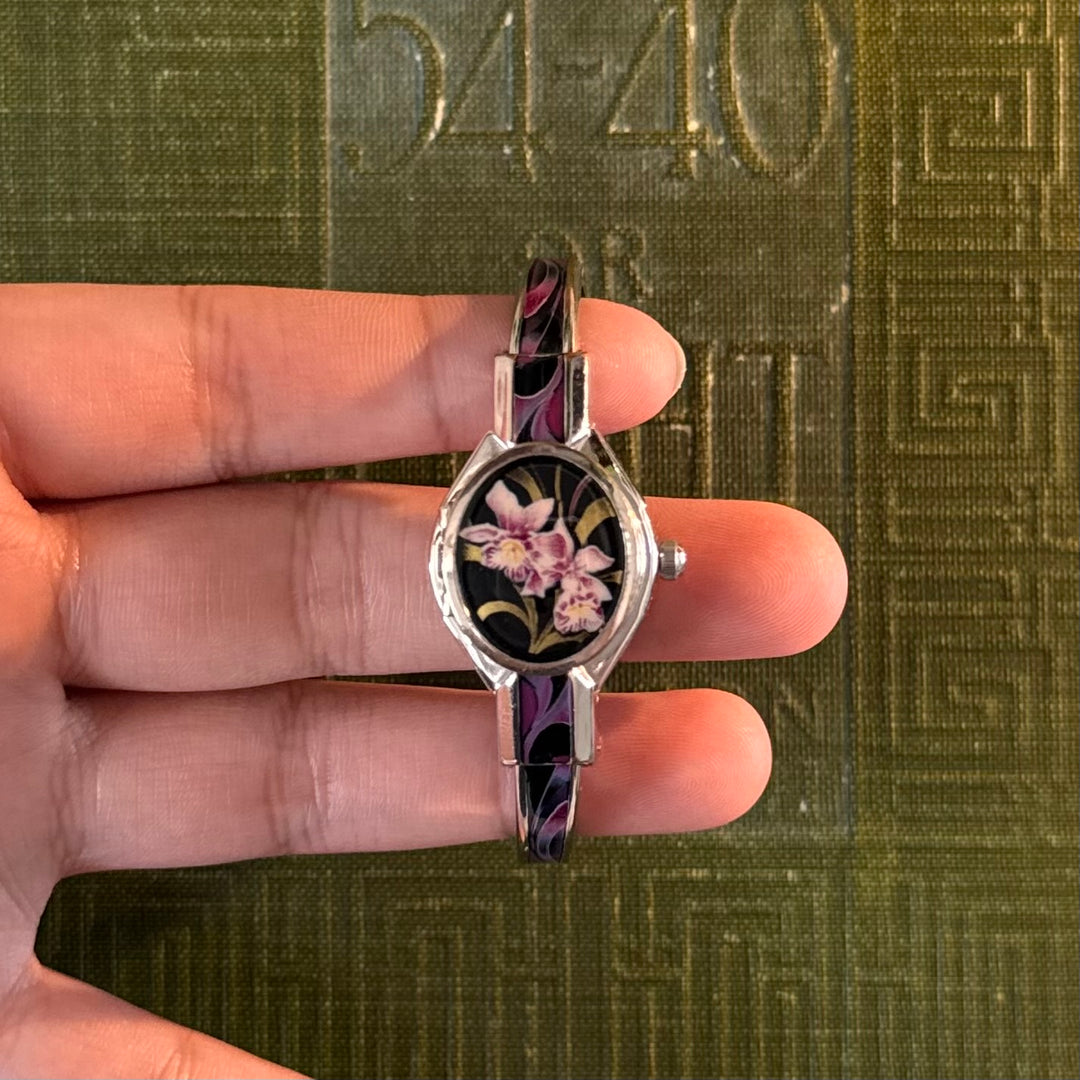 Silver Floral Peekaboo Watch