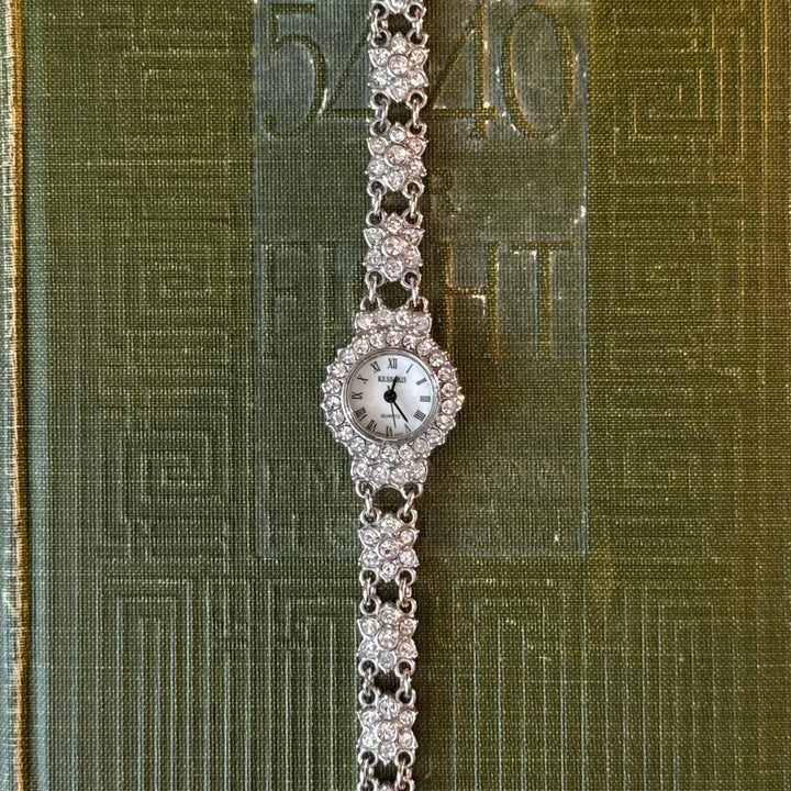 Silver Flower Rhinestone Watch