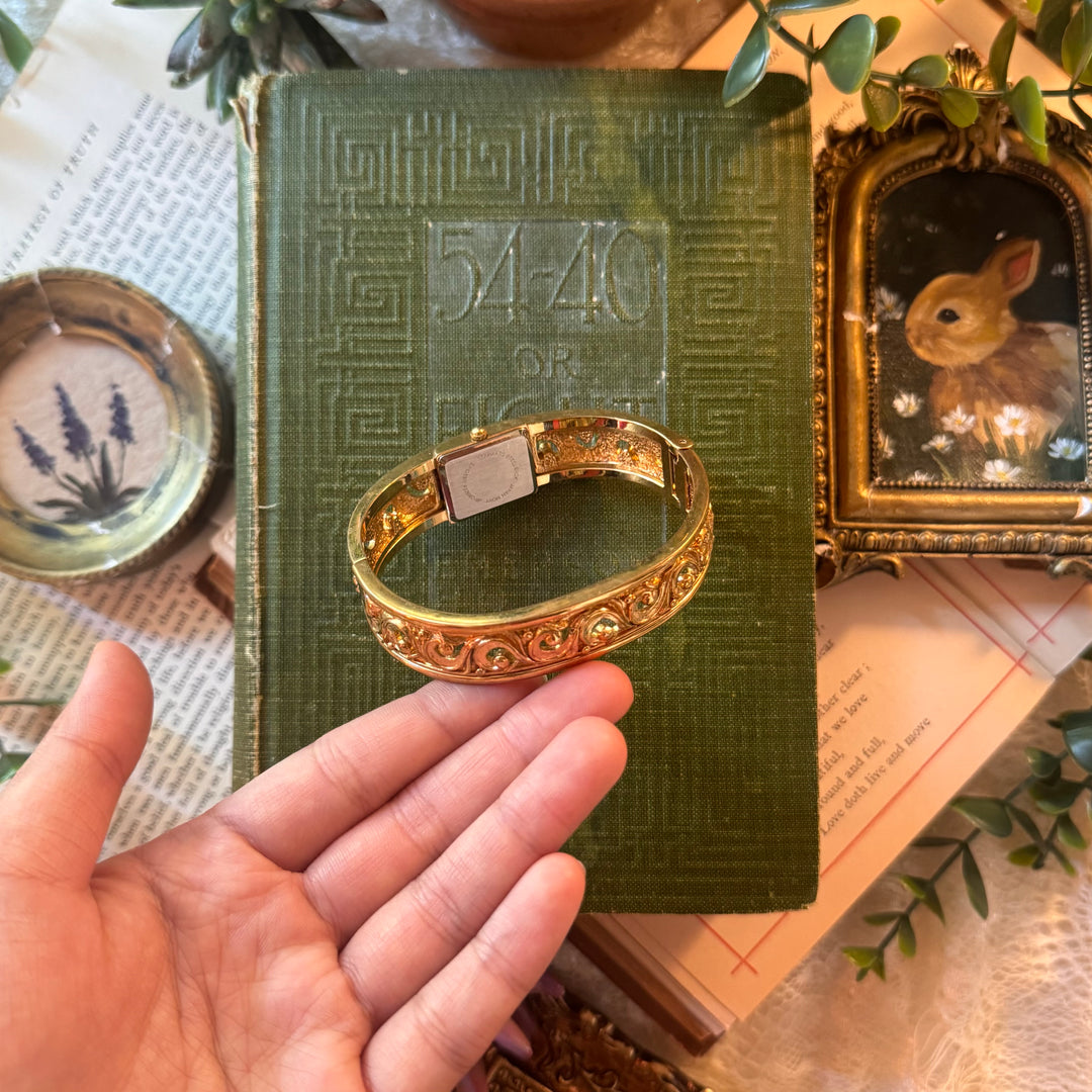 Gold Ornate Bangle Watch