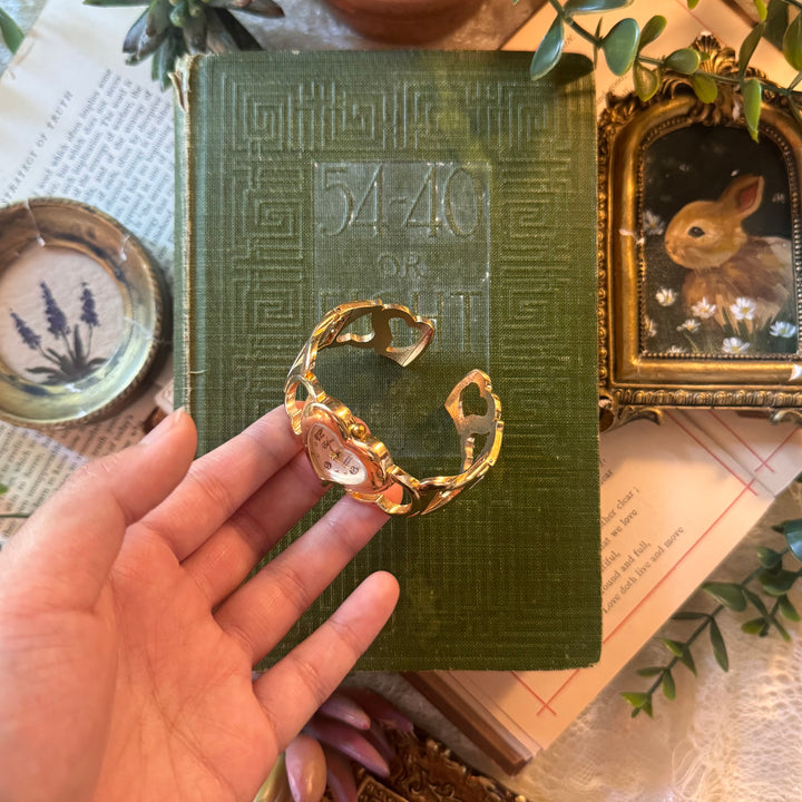Gold Heart Cuff Watch