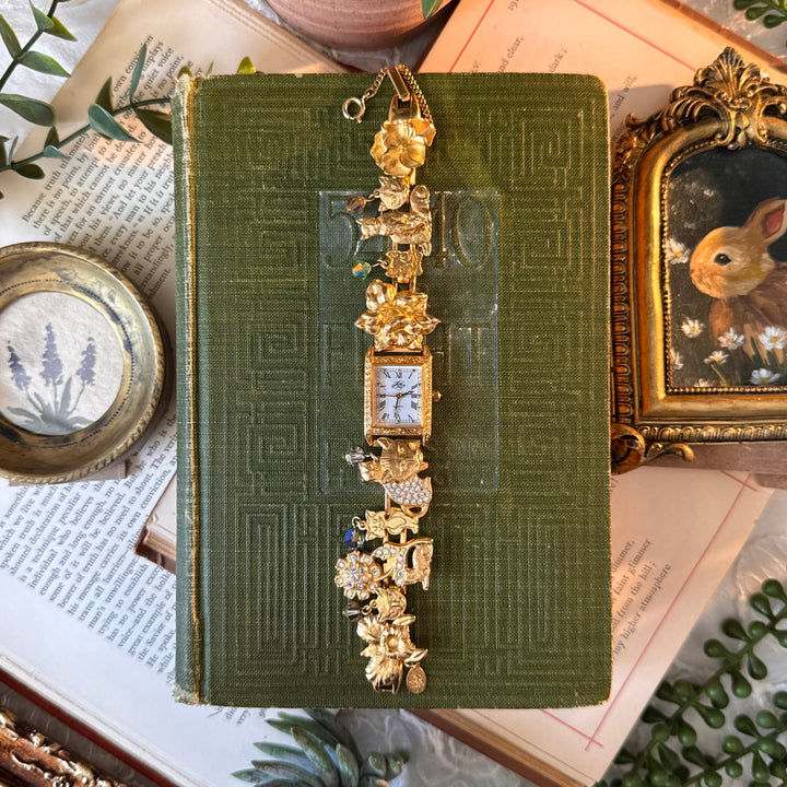 Rare Gold Kirks Folly Cat Theme Watch