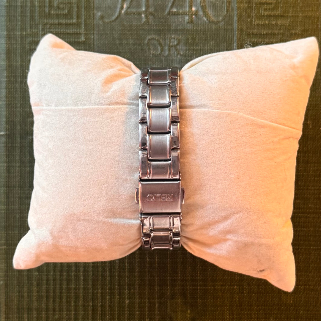 Silver Watch with Blue Face