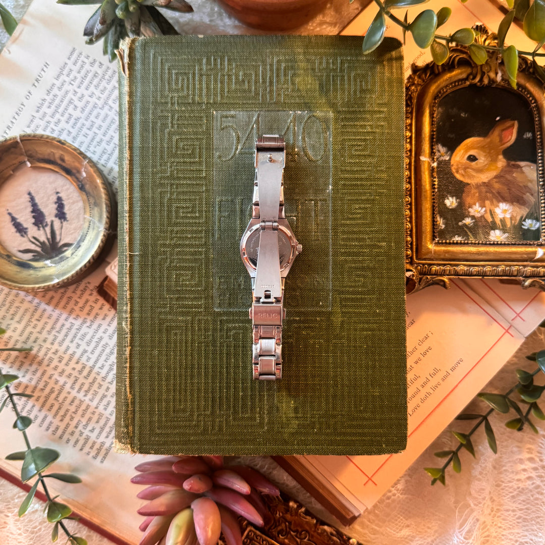 Silver Watch with Blue Face