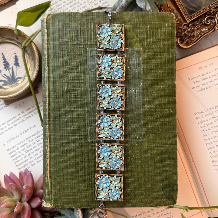 Gold Floral Enamel Bracelets