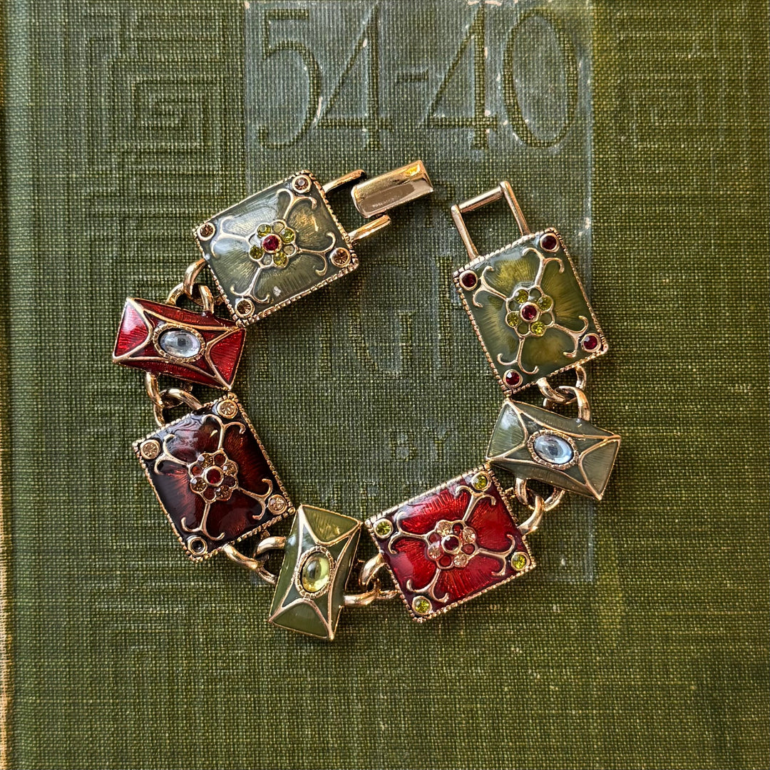 Gold Floral Enamel Bracelets