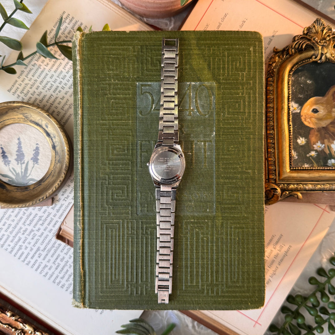 Silver Watch with Black Face