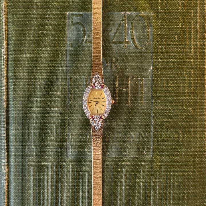 Two Tone Watch with Genuine Ruby Stones