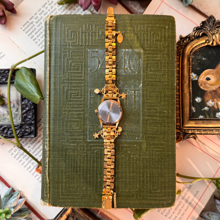 Gold Kirks Folly Moon, Stars, and Heart Charm Watch
