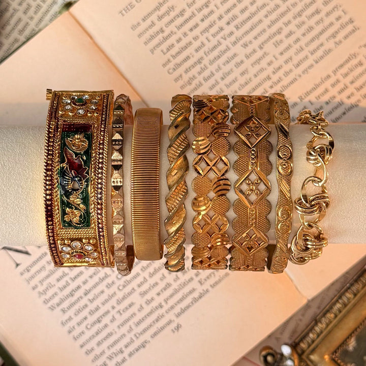 Gold Ornate Bangles