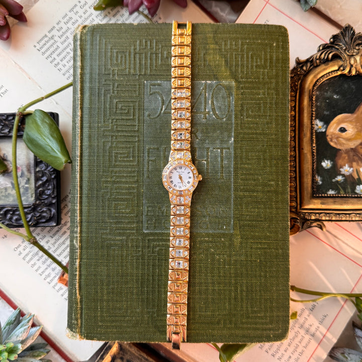 Gold Watch with Rhinestones