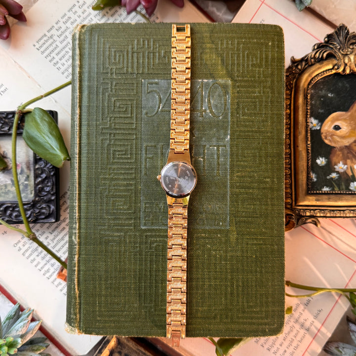 Gold Watch with Rhinestones