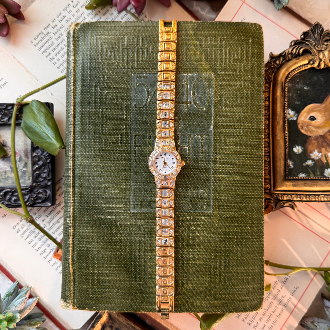 Gold Watch with Rhinestones