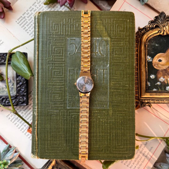 Gold Watch with Rhinestones