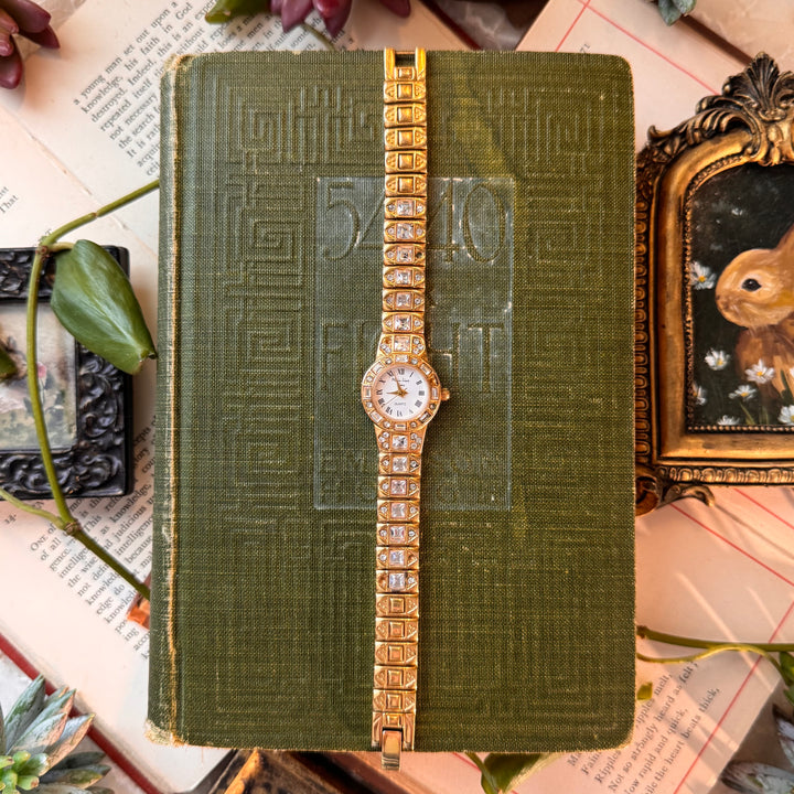 Gold Watch with Rhinestones