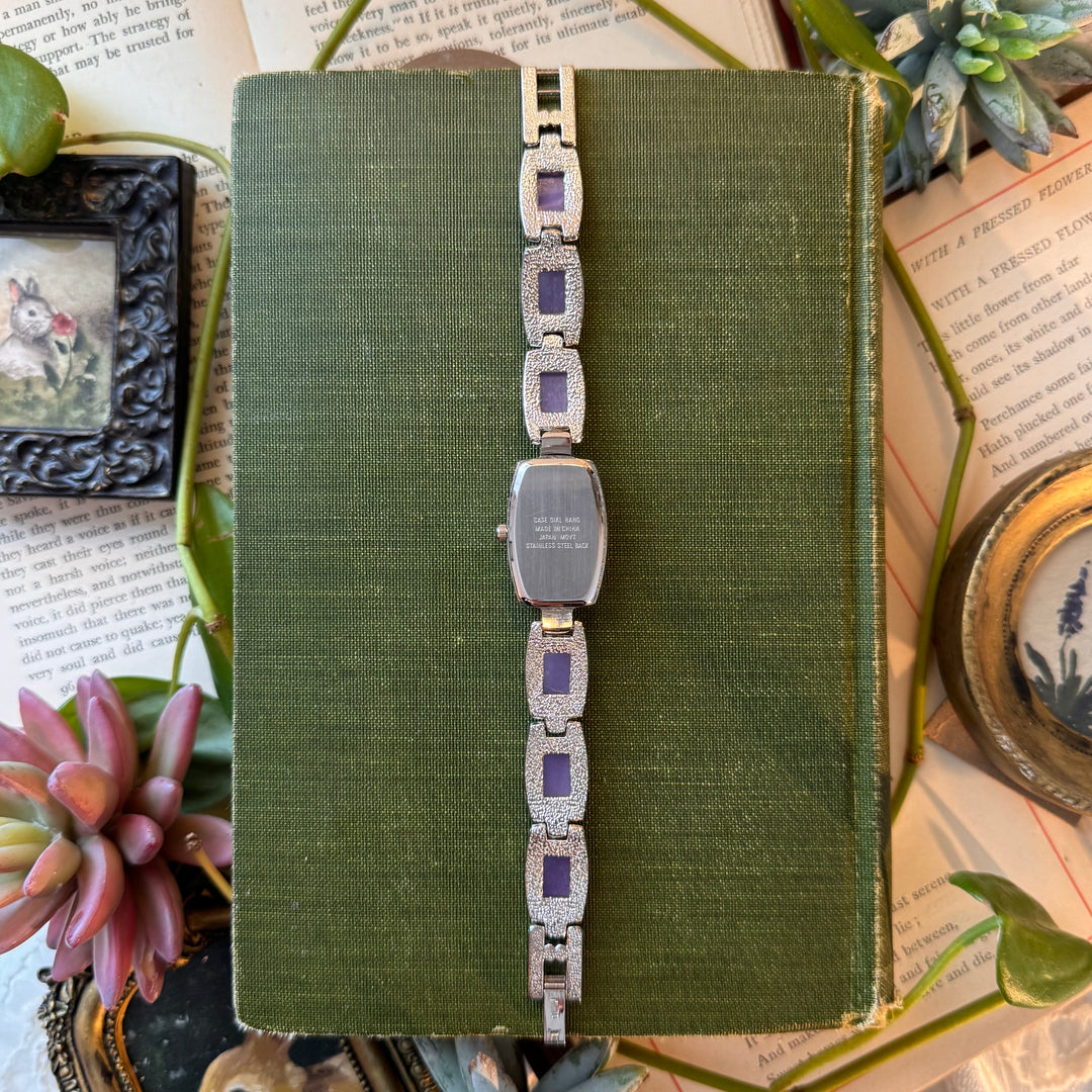 Silver Purple Jade Watch