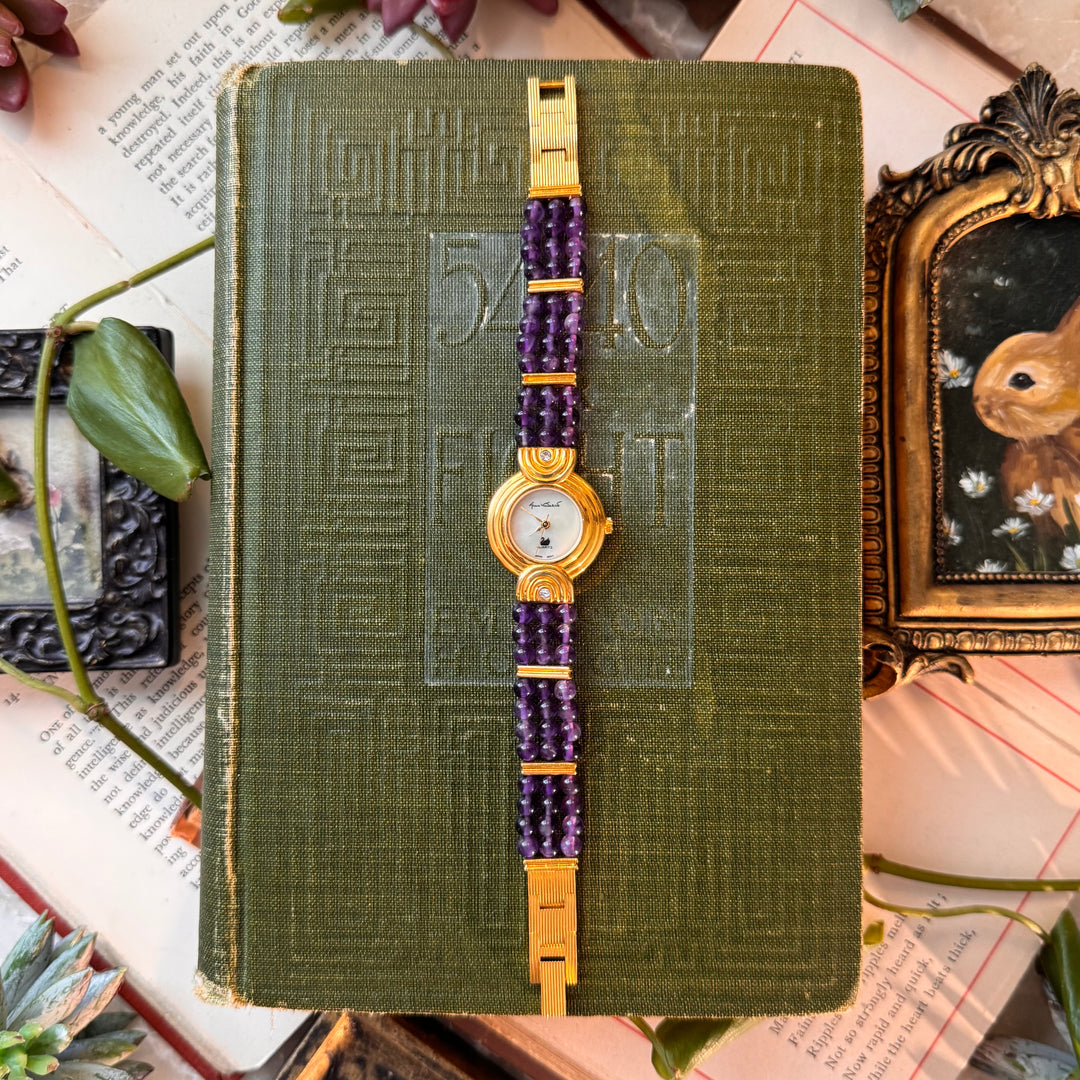Gold Purple Beaded Watch