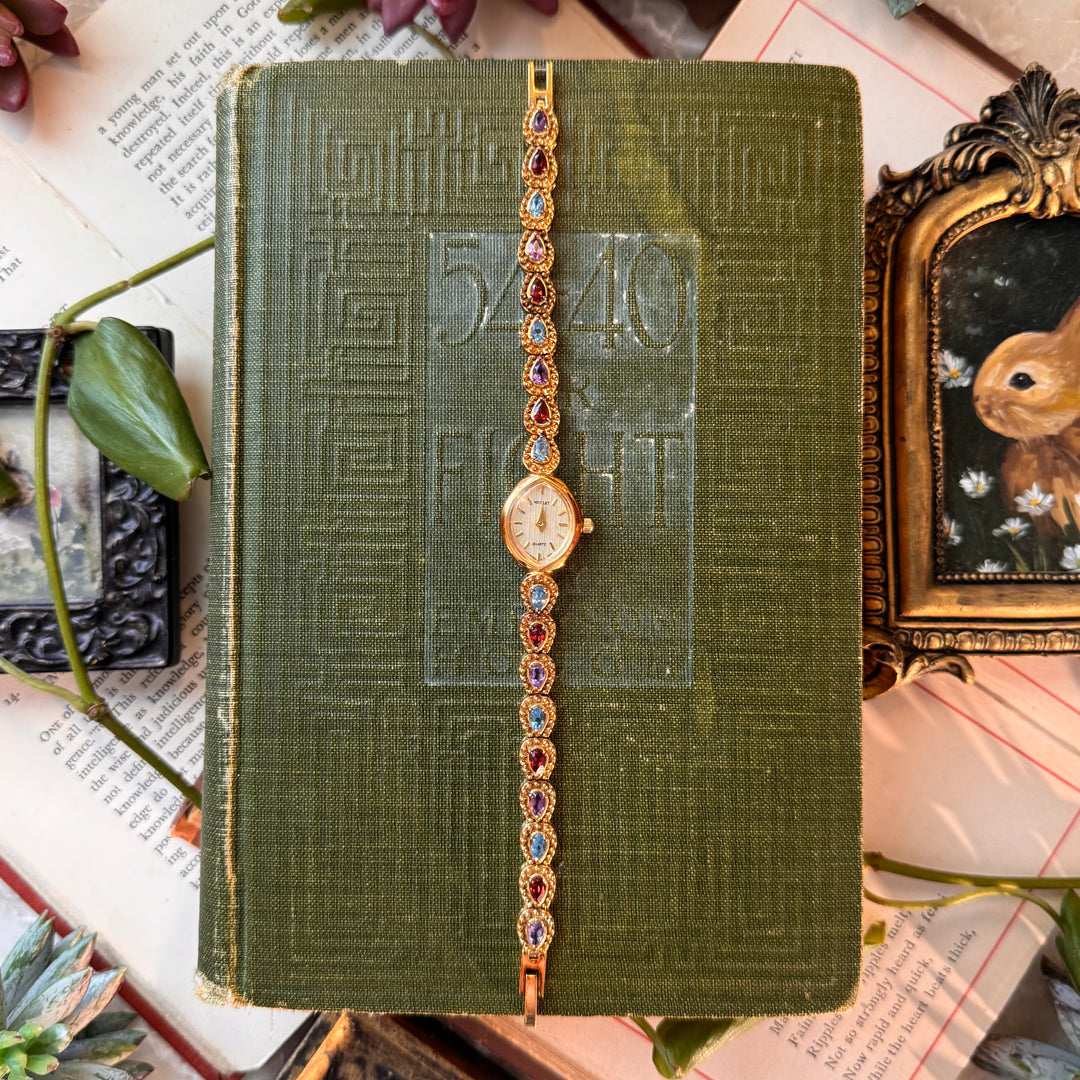 Extremely Rare Nicolet Watch with Genuine Multicolored Gemstones