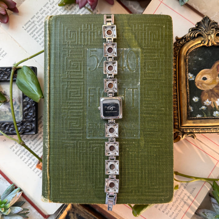 Silver Watch with Mosaic Stones