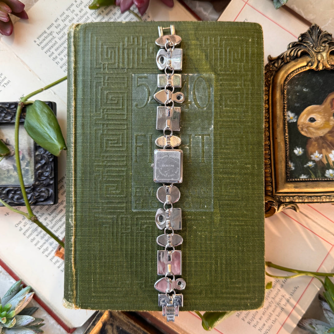 Silver Watch with Multicolored Stones