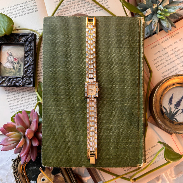 Gold Watch with Rhinestones