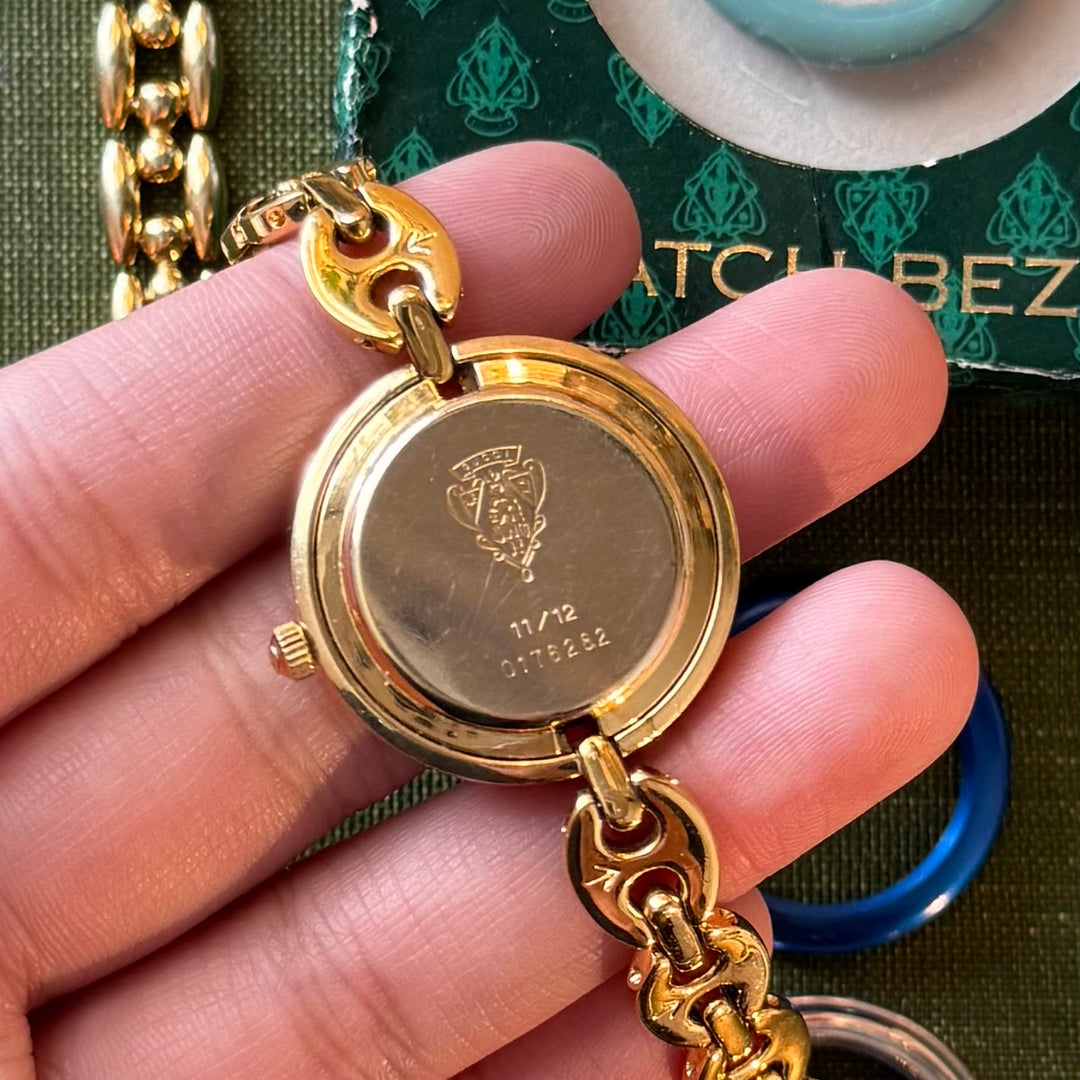 Gold Gucci Bezel Watch with Additional Strap