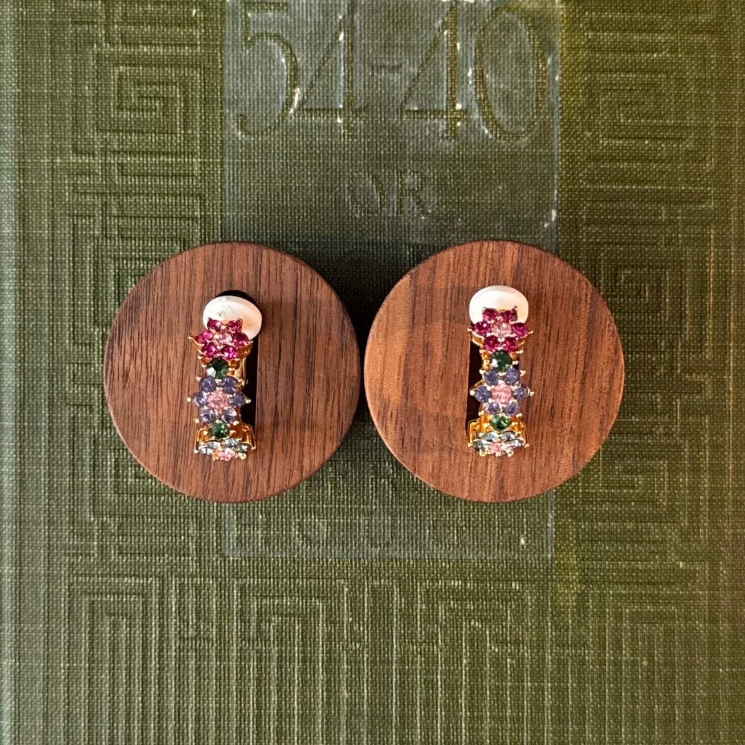 Gold Joan Rivers Floral Rhinestones Clip-On Earrings