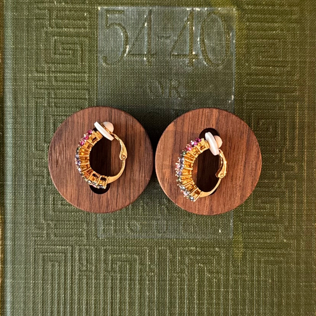 Gold Joan Rivers Floral Rhinestones Clip-On Earrings