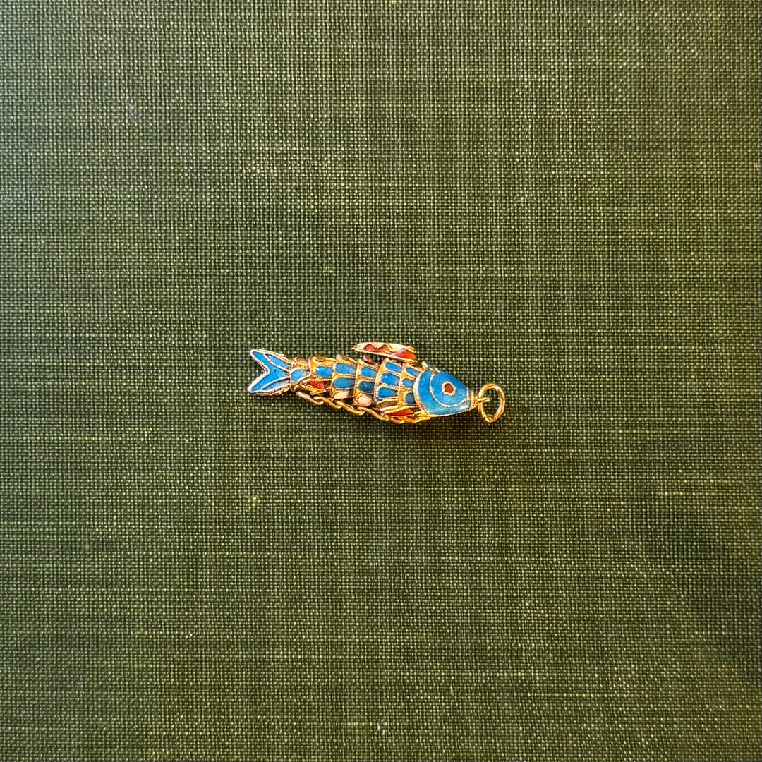 Gold Koi Fish Cloisonné Pendant