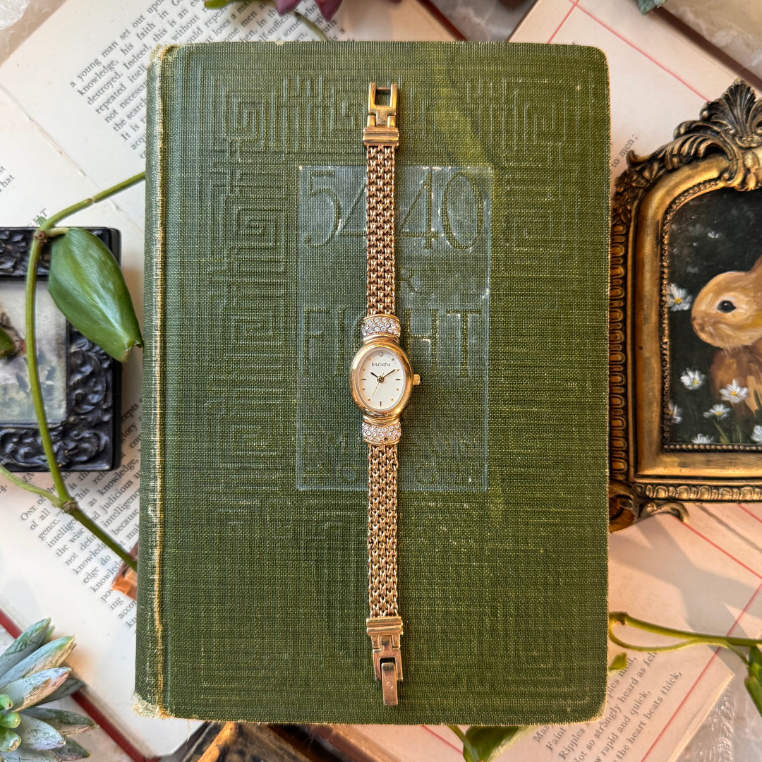 Gold Watch with Rhinestones