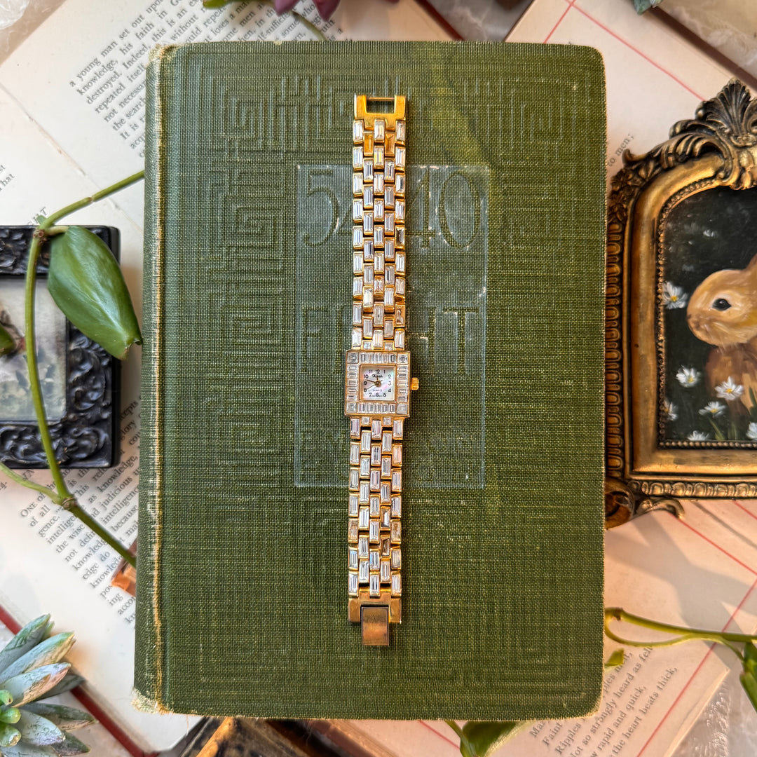 Gold Watch with Rhinestones
