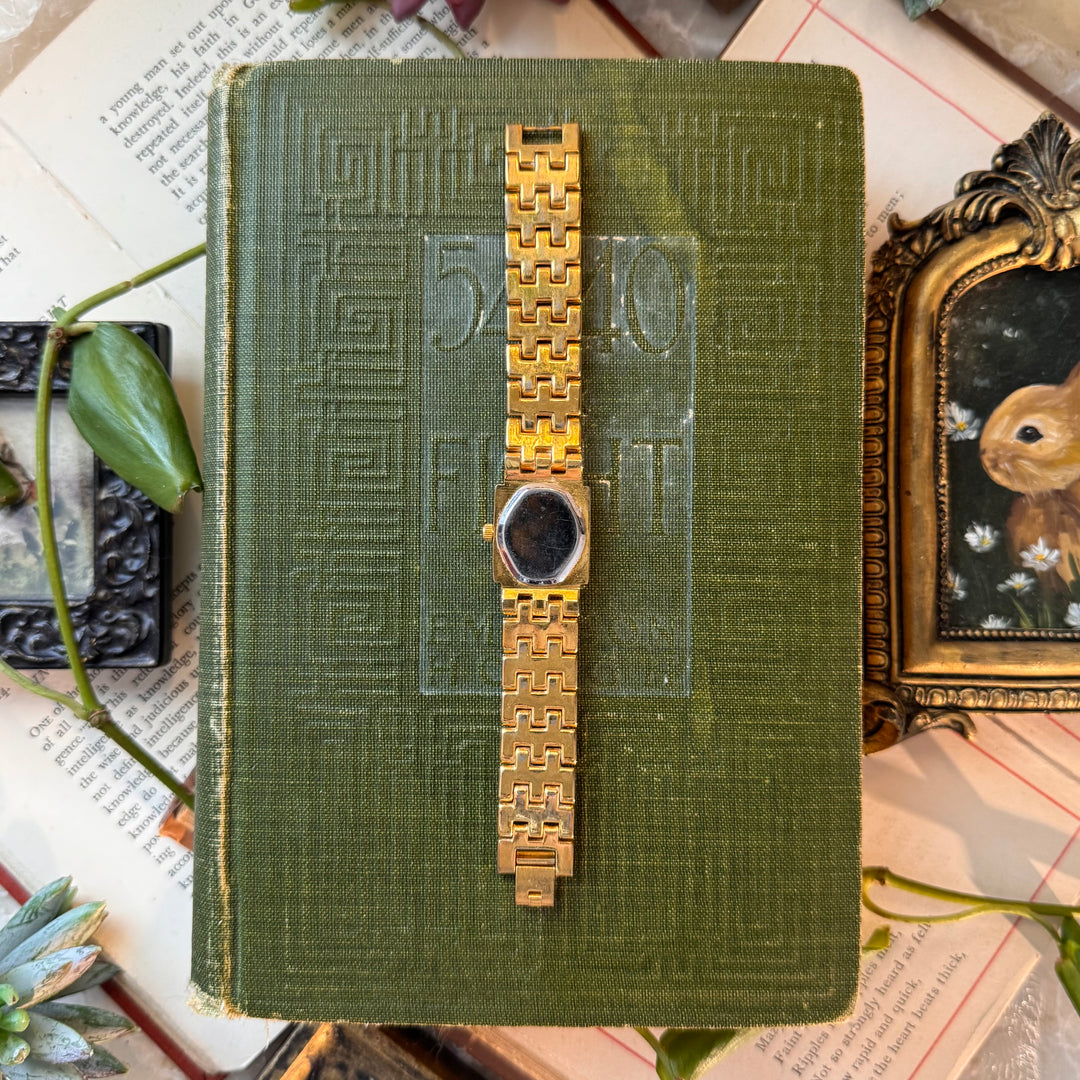 Gold Watch with Rhinestones