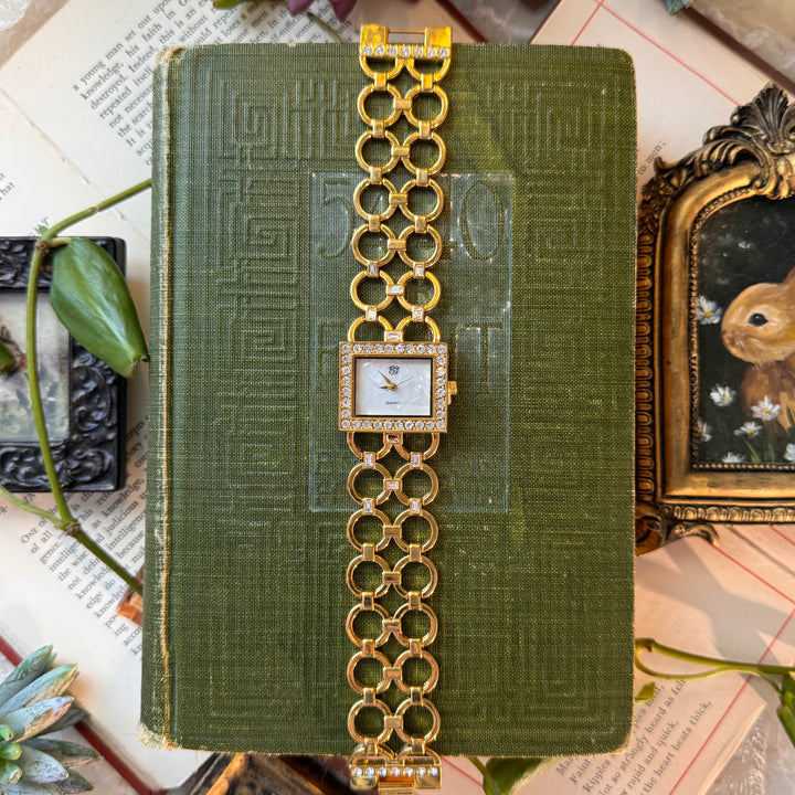 Gold Watch with Rhinestones