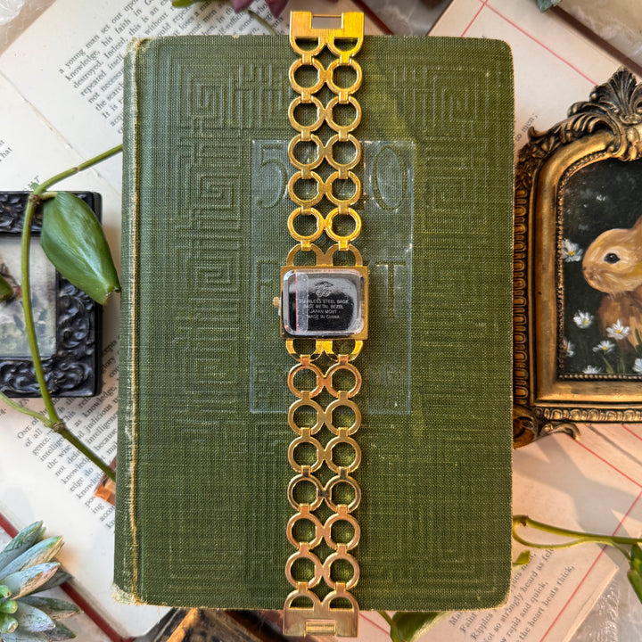 Gold Watch with Rhinestones