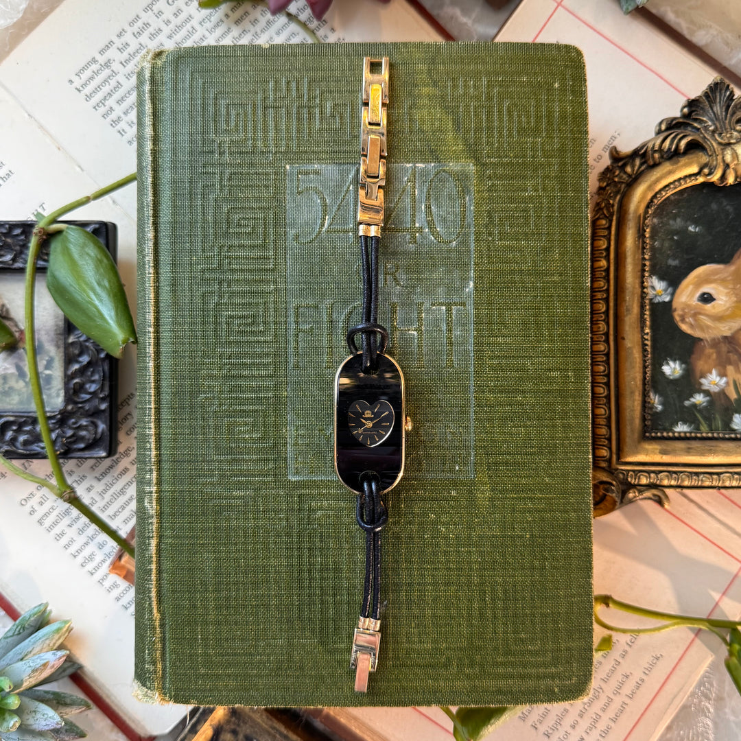 Gold Leather Heart Watch