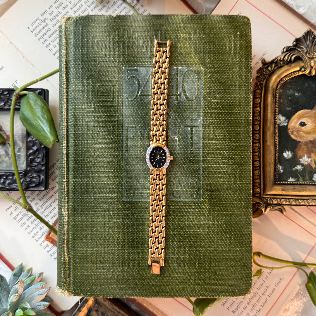 Two Tone Watch with Black Face
