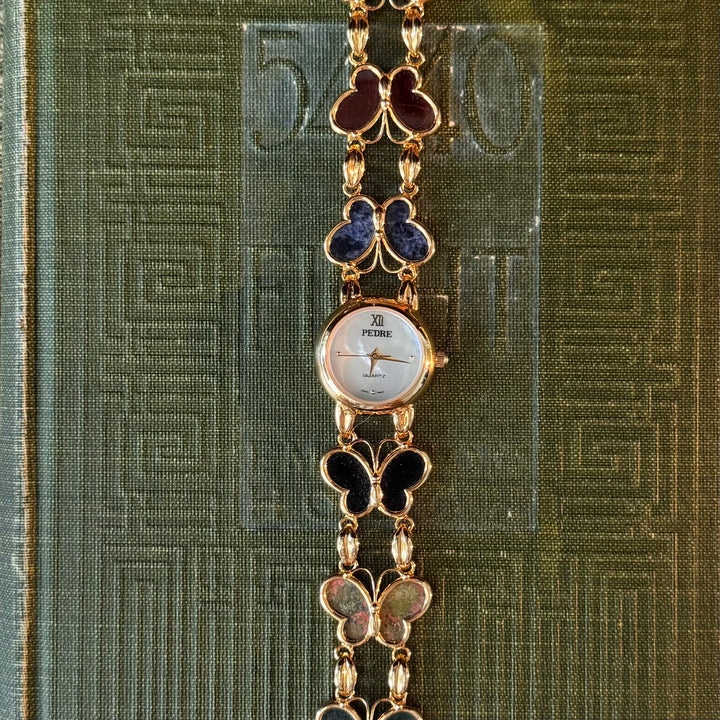 Rare Gold Multicolored Butterfly Watch
