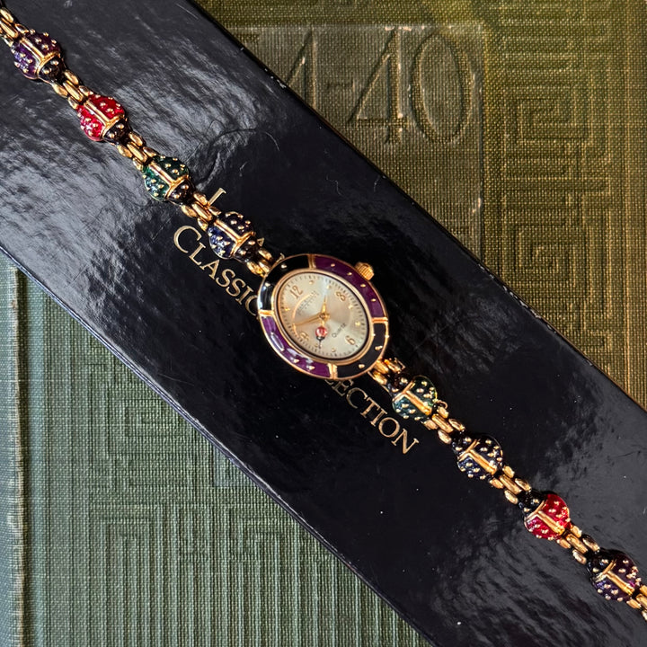 Extremely Rare Gold Joan Rivers Lady Bug Watch