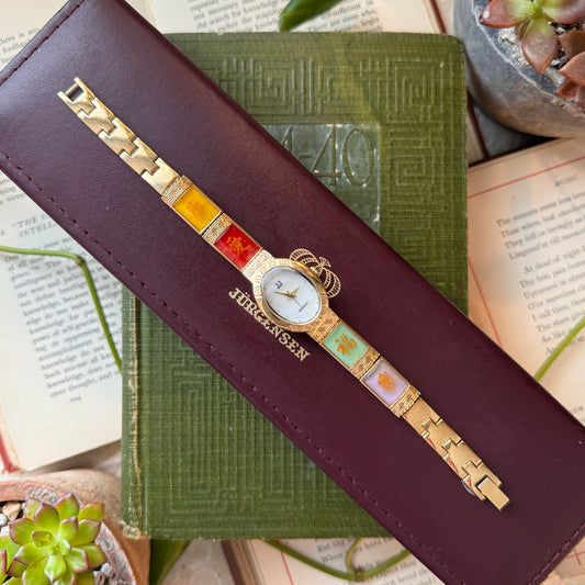 Rare Gold Jules Jurgensen Watch with Multicolored Jade