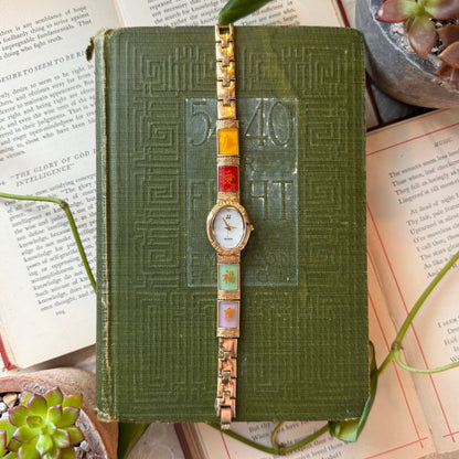 Rare Gold Jules Jurgensen Watch with Multicolored Jade