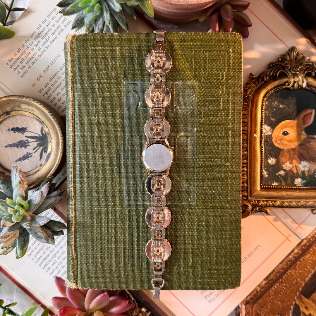 Repurposed Gold Floral Enamel Watch