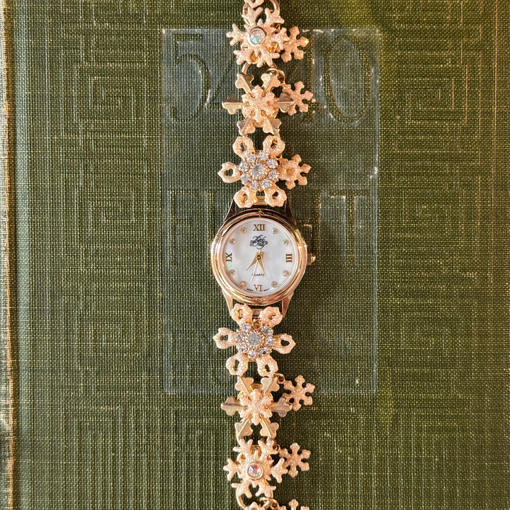 Gold Kirks Folly Snowflake Charm Watch