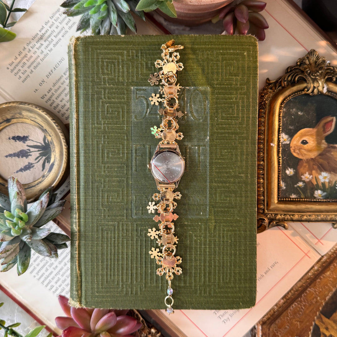 Gold Kirks Folly Snowflake Charm Watch