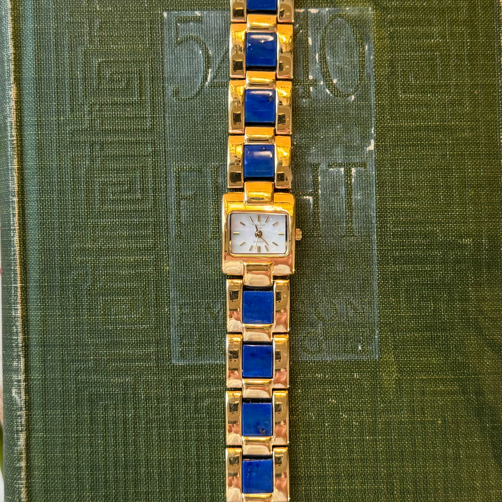 Gold Watch with Blue Lapis Stones