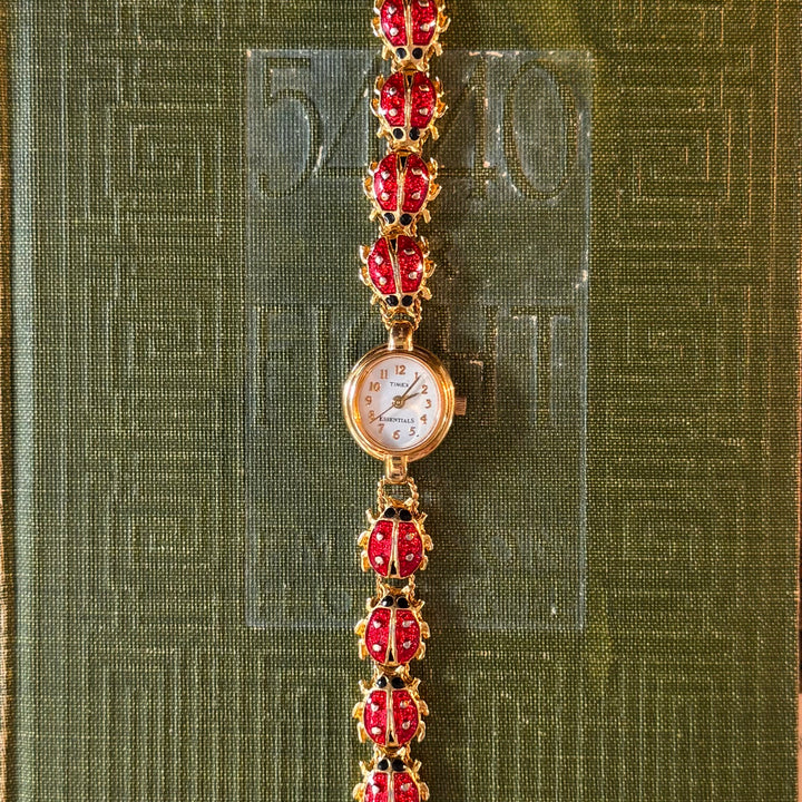 Repurposed Gold Lady Bug Watch