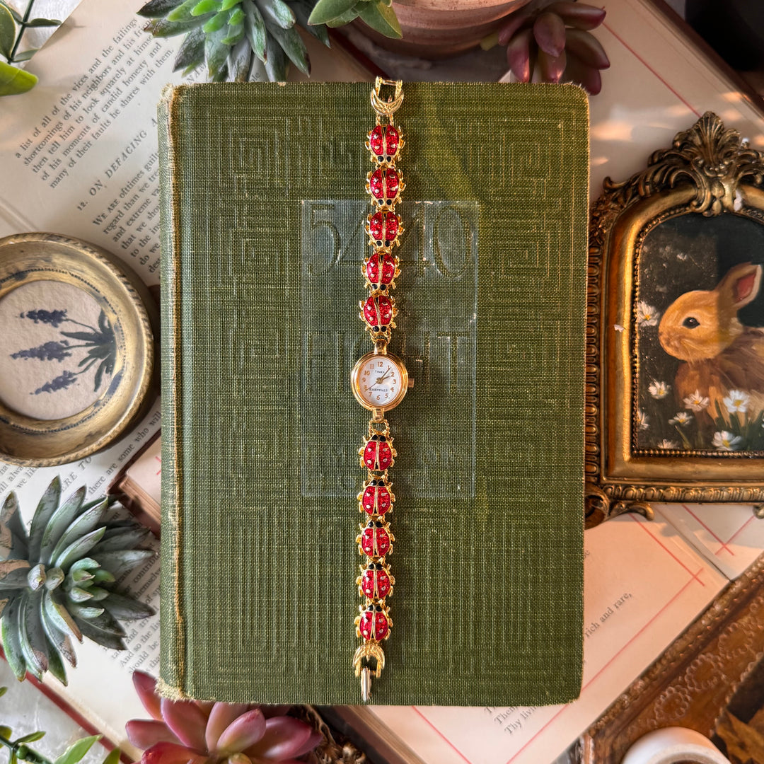Repurposed Gold Lady Bug Watch