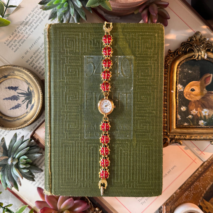 Repurposed Gold Lady Bug Watch