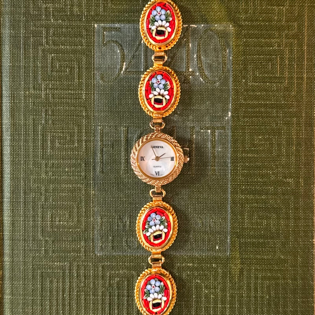 Repurposed Gold Italian Micro Mosaic Watch